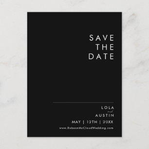Moderner Minimalist   Schwarze Save The Date Postk Einladungspostkarte