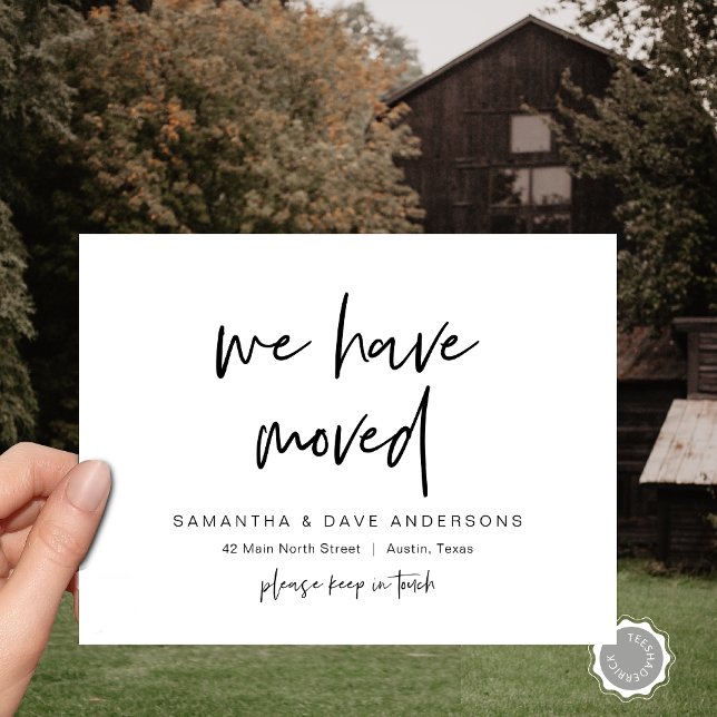 Moderner Minimalist, Wir haben bewegt, Ankündigung Postkarte (Modern minimalist, We have moved, New Home Address Announcement Postcard, Modern Minimal)