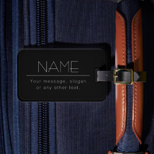 Moderner, minimalistisch bearbeitbarer Text Schw Gepäckanhänger