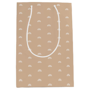 Moderner Minimalistisch Beige Boho Rainbow Mittlere Geschenktüte