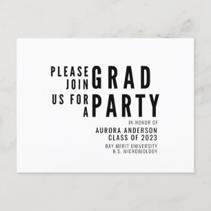 Moderner Minimalistischer Abschluss 2023 Party Postkarte