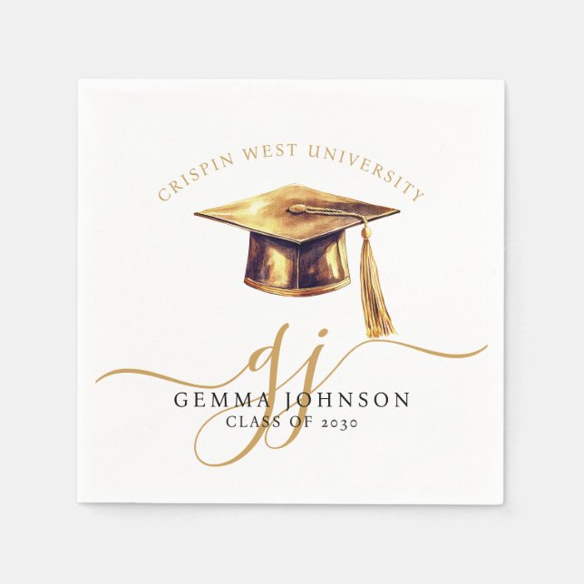 Moderner Minimalistischer Abschluss mit Gold Scrip Serviette (Vorderseite)