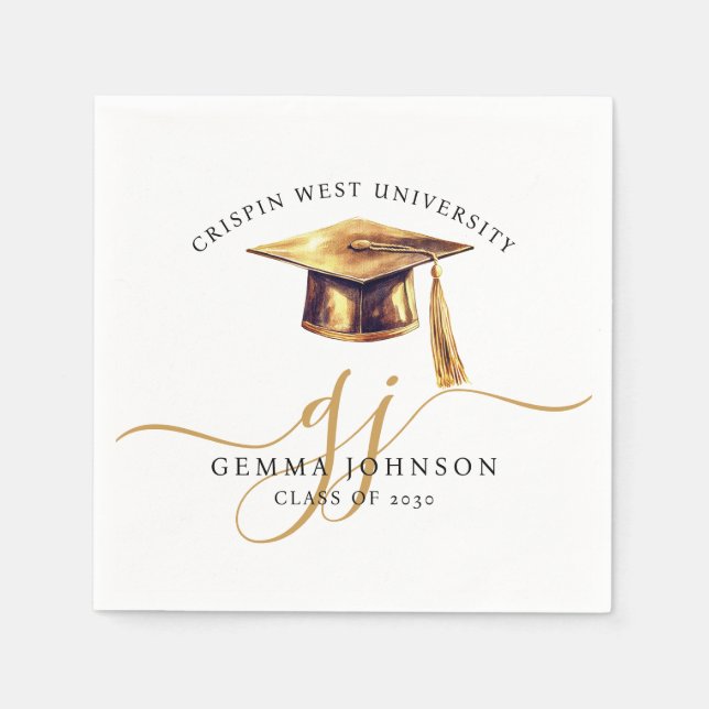Moderner Minimalistischer Abschluss mit Gold Scrip Serviette (Vorderseite)