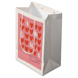 Moderner Minimalistischer Amour Heart Valentine's Mittlere Geschenktüte