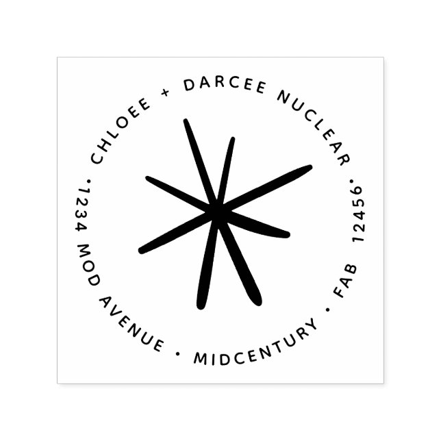 Moderner Minimalistischer Atomstar im Mittelalter Permastempel (Design)