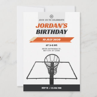 Moderner Minimalistischer Basketball-Geburtstag Einladung