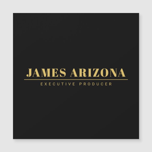 Moderner Minimalistischer Black Gold Beruflich Tre Magnetkarte (Vorderseite)