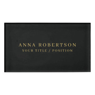 Moderner Minimalistischer Black Gold Beruflich Tre Namenschild