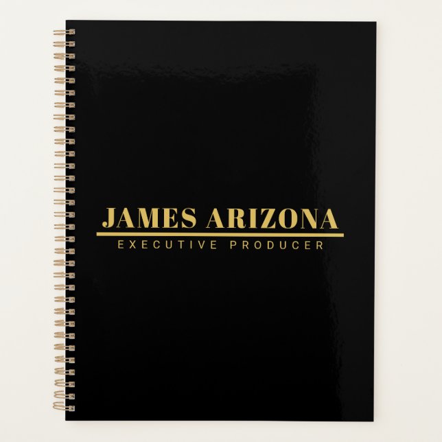 Moderner Minimalistischer Black Gold Beruflich Tre Planer (Vorderseite)