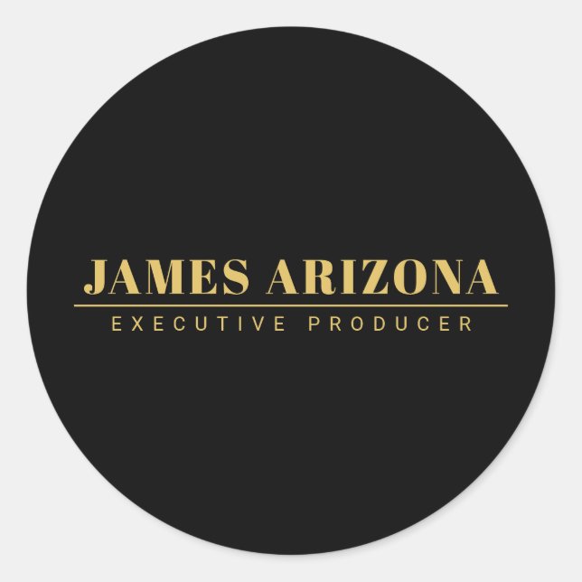 Moderner Minimalistischer Black Gold Beruflich Tre Runder Aufkleber (Vorderseite)
