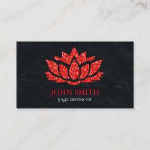 Moderner Minimalistischer Black Red Lotus Yoga Ins Visitenkarte