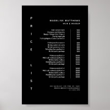 Moderner Minimalistischer Black Salon Preis List S