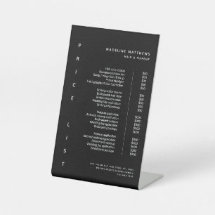 Moderner Minimalistischer Black Salon Preis List S Sockelschild