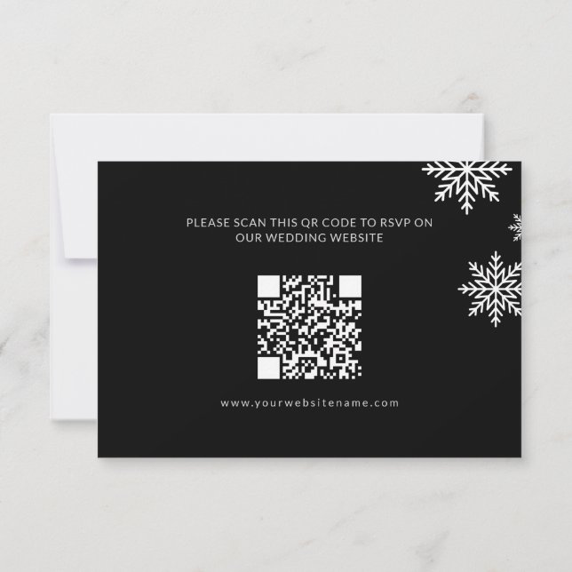 Moderner Minimalistischer Black Winter Wedding QR  RSVP Karte (Rückseite)