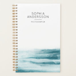 Moderner Minimalistischer Blue Watercolor Ocean Pl Planer