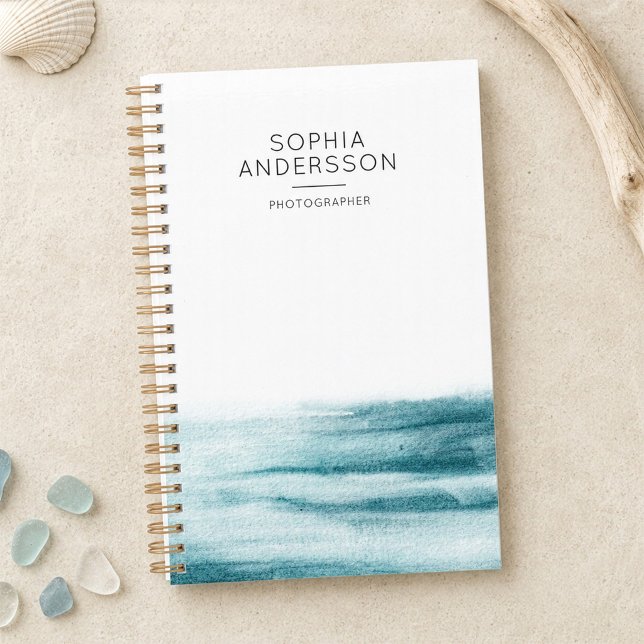Moderner Minimalistischer Blue Watercolor Ocean Pl Planer (Von Creator hochgeladen)