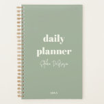Moderner Minimalistischer Boho-Chic-Tagesplaner Planer<br><div class="desc">Bleibe mit Flair organisiert! 📅 Passen Sie unseren Boho Chic Dusty Green Daily Planer mit Ihrem Namen,  Jahr und Titel an! Ihr Stil,  Ihr Zeitplan. Erreichen Sie Ihre Ziele in minimalistischer,  moderner Art. Die Planung wurde persönlich und stilvoll! 🌼 #CustomPlanner #OrganisationGoals</div>
