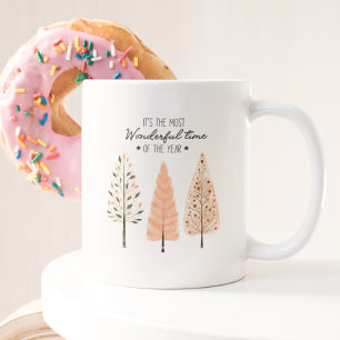 Moderner Minimalistischer Boho Pine Forest Weihnac Zweifarbige Tasse
