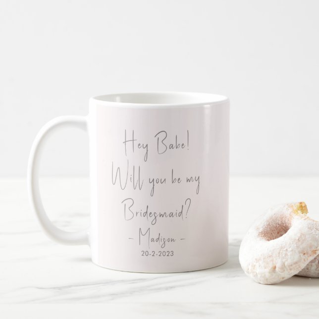 Moderner Minimalistischer Bridesmaid-Vorschlag Scr Kaffeetasse (Mit Donut)