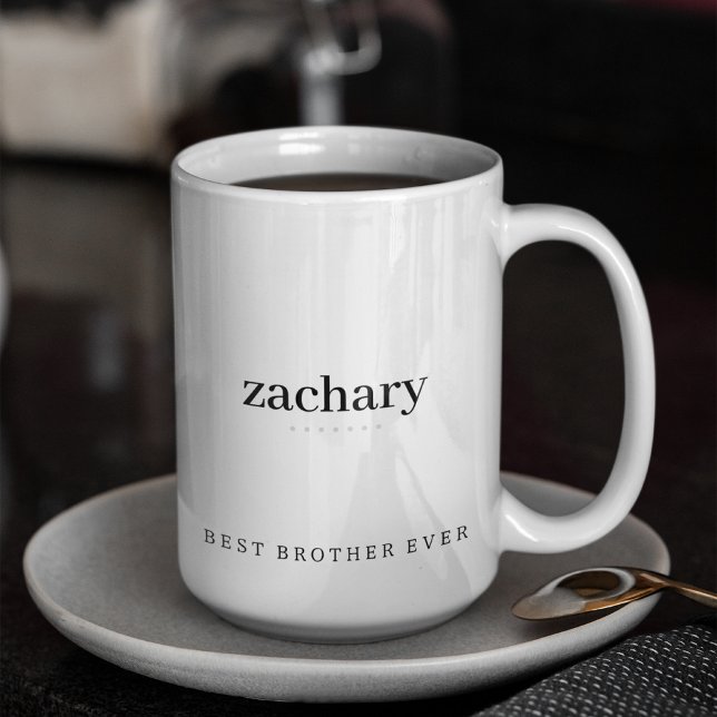 Moderner Minimalistischer Bruder je Personalisiert Zweifarbige Tasse (Von Creator hochgeladen)