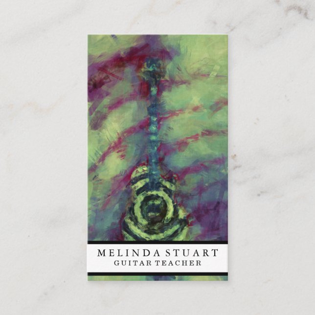 Moderner Minimalistischer Chic Musician Gitarre Le Visitenkarte (Vorderseite)
