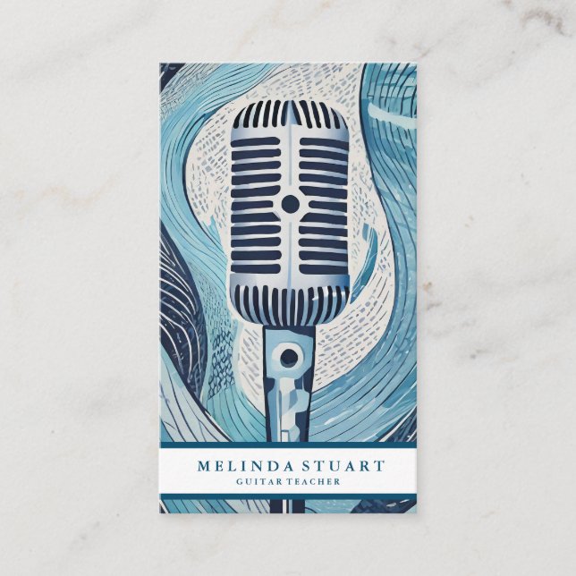 Moderner Minimalistischer Chic Musician Gitarre Le Visitenkarte (Vorderseite)