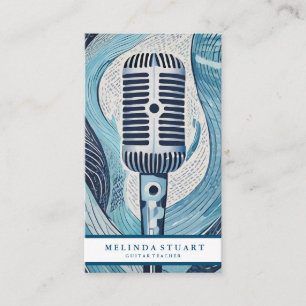 Moderner minimalistischer Chic Musiker Gitarrenleh Visitenkarte