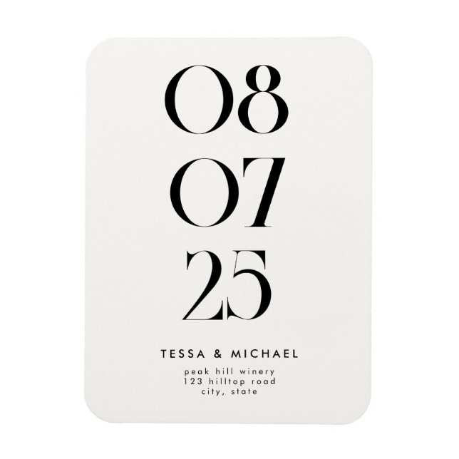 Moderner Minimalistischer Chic Save the Date Magnet (Vertikal)