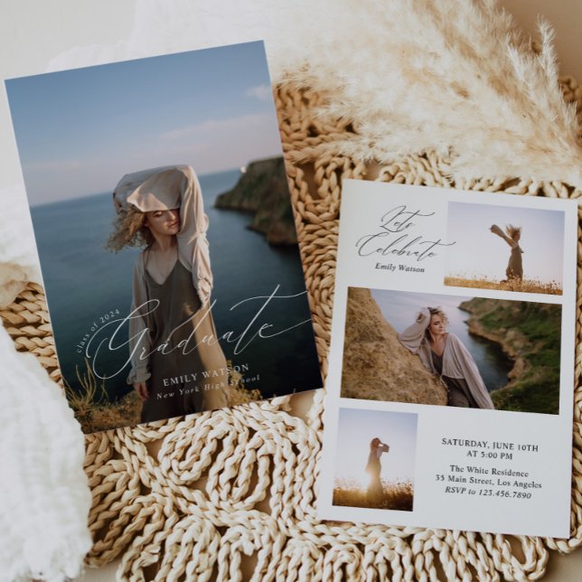 Moderner Minimalistischer Classic Full Foto Abschl Einladung (Von Creator hochgeladen)