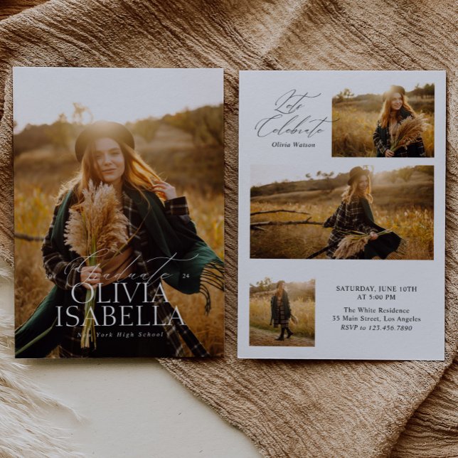 Moderner Minimalistischer Classic Full Foto Abschl Einladung (Von Creator hochgeladen)