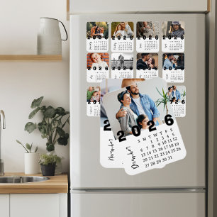 Moderner Minimalistischer Dezember 2026 Foto-Kalen Magnet