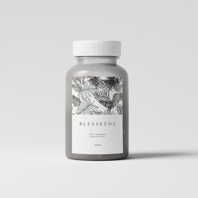 Moderner Minimalistischer dunkler Sommer Bio Lebensmitteletikett (Modern Minimalist Dark Tropical Summer Organic Food Label
)