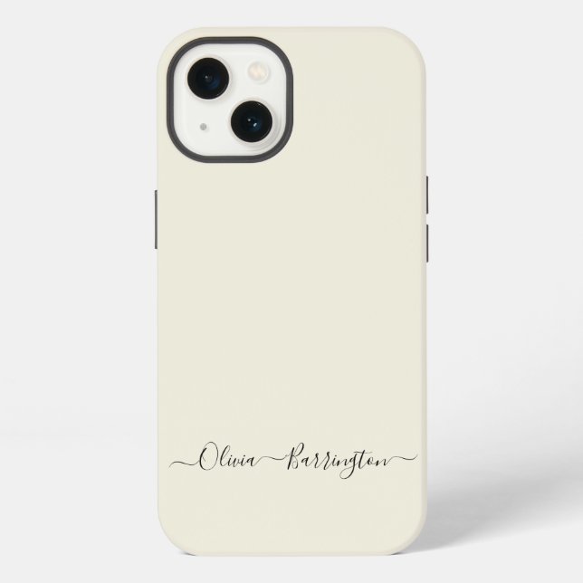 Moderner Minimalistischer Ecru Off Whisky Script I iPhone Hülle (Rückseite)
