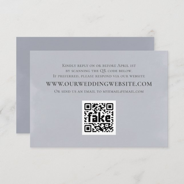 Moderner Minimalistischer einfacher Blue QR-Code RSVP Karte (Vorne/Hinten)