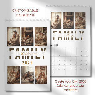 Moderner minimalistischer Familienfoto-Kalender 20 Kalender