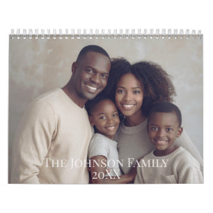 Moderner minimalistischer Familienfoto-Kalender Kalender