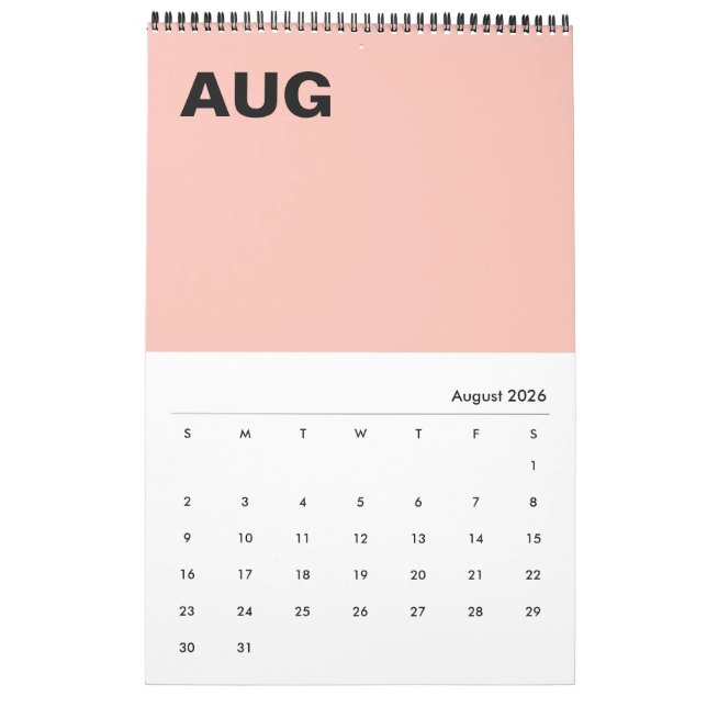 Moderner Minimalistischer Farbkalender Kalender (Aug 2026)