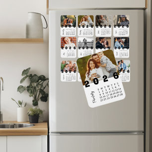 Moderner Minimalistischer Februar 2026 Foto-Kalend Magnet