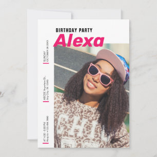 Moderner, minimalistischer Foto-Geburtstag Einladung