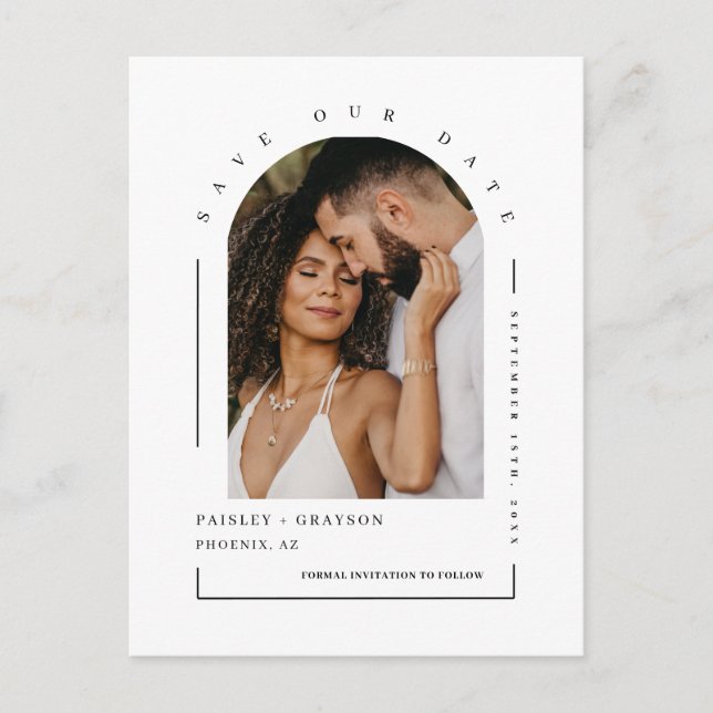 Moderner Minimalistischer Foto QR Code Rette unser Postkarte (Vorderseite)