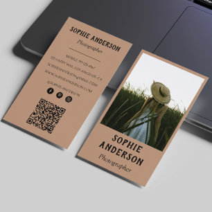 Moderner minimalistischer Fotograf Foto mit QR-Cod Visitenkarte