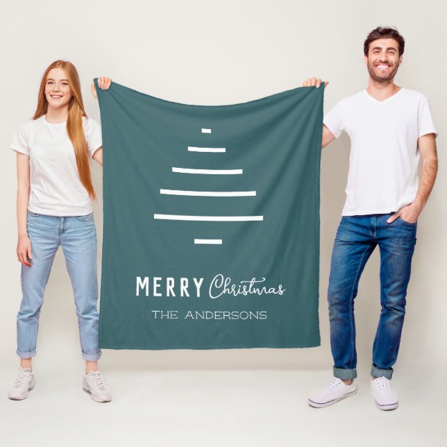 Moderner Minimalistischer froher Weihnachten Grüne Fleecedecke (Beispiel)