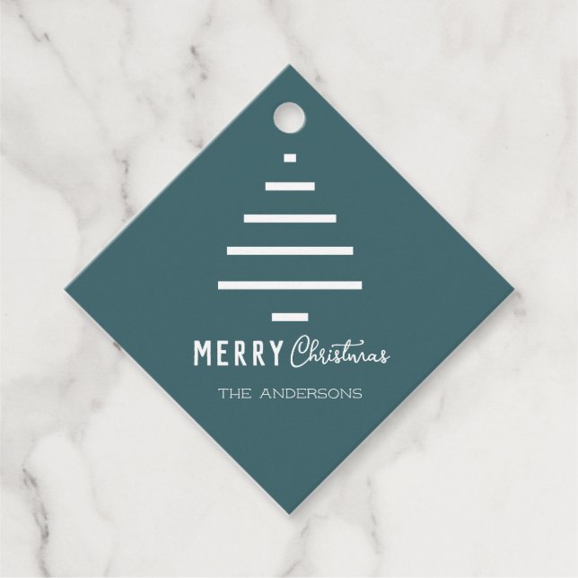 Moderner Minimalistischer froher Weihnachten Grüne Geschenkanhänger (Vorderseite)