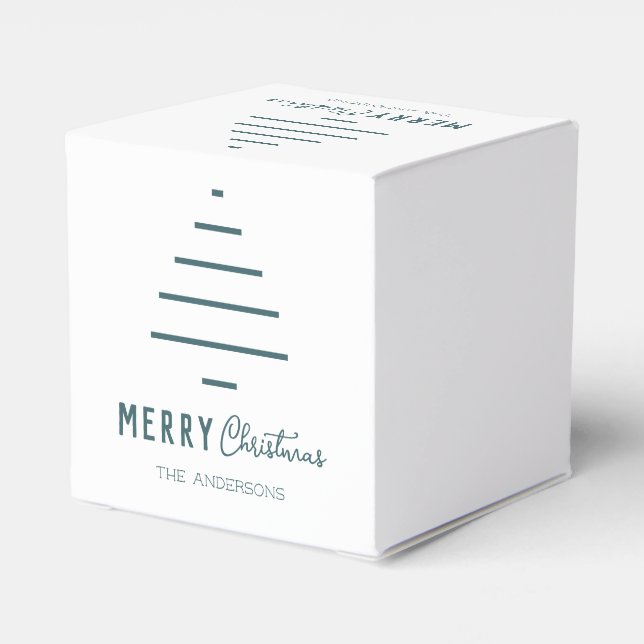 Moderner Minimalistischer froher Weihnachten Grüne Geschenkschachtel (Rückseite)