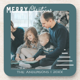 Moderner Minimalistischer froher Weihnachten Grüne Getränkeuntersetzer