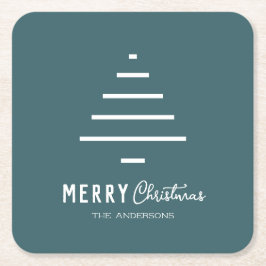 Moderner Minimalistischer froher Weihnachten Grüne Rechteckiger Pappuntersetzer