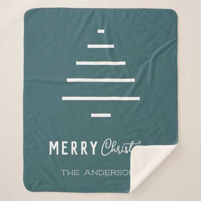 Moderner Minimalistischer froher Weihnachten Grüne Sherpadecke (Vorderseite)