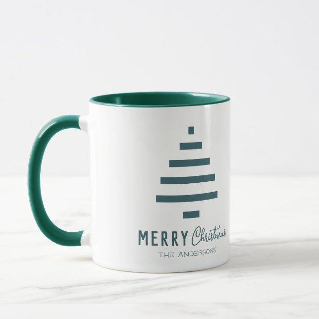 Moderner Minimalistischer froher Weihnachten Grüne Tasse (Links)