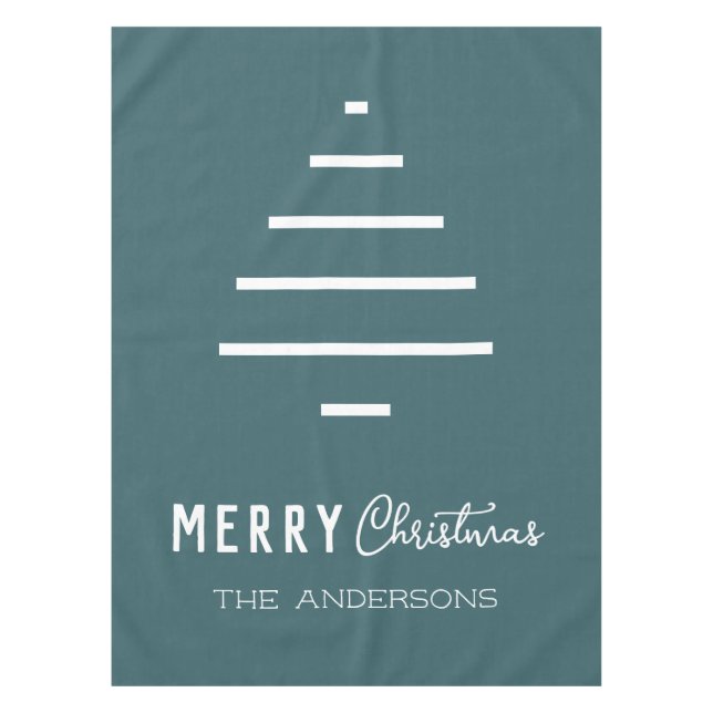 Moderner Minimalistischer froher Weihnachten Grüne Tischdecke (Vorderseite)