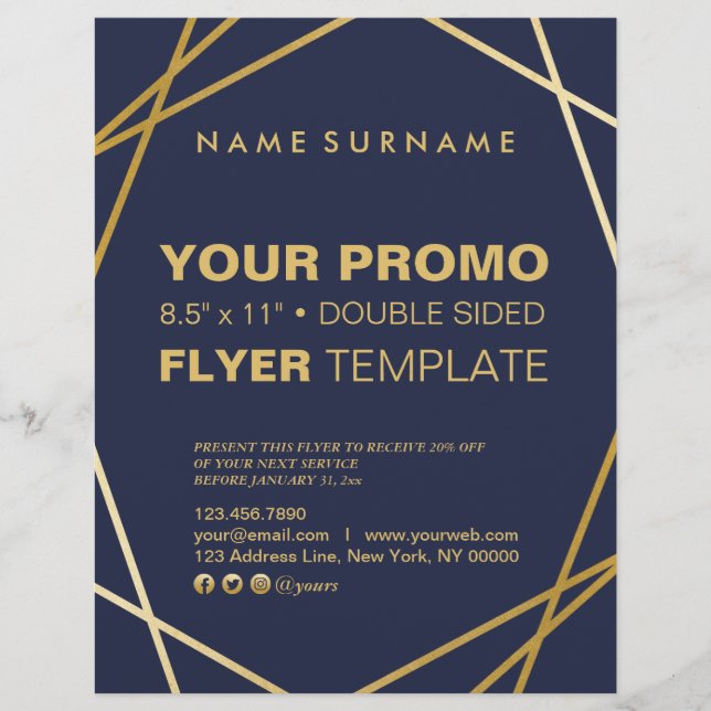 Moderner Minimalistischer geometrischer 8,5" x 11" Flyer (Vorne)